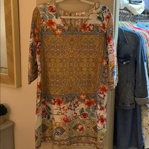 Johnny Was floral silk shift dress small LIKE NEW